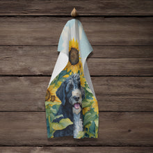 Load image into Gallery viewer, Portuguese Water Dog in Sunflowers Kitchen Towel