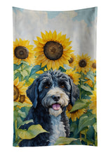 Load image into Gallery viewer, Portuguese Water Dog in Sunflowers Kitchen Towel