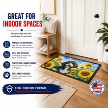 Load image into Gallery viewer, Portuguese Water Dog in Sunflowers Doormat Front Door Mat Indoor Outdoor Rugs for Entryway, Non Slip Washable Low Pile, 18H X 27W