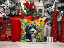 Load image into Gallery viewer, Portuguese Water Dog in Sunflowers Throw Pillow - 14x14 Decorative Pillow – Art for Your Home &amp; Patio