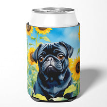Load image into Gallery viewer, Pug in Sunflowers Can or Bottle Hugger