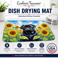 Load image into Gallery viewer, Pug in Sunflowers Dish Drying Mat Absorbent Dish Drying Mat Pad for Kitchen Counter Dish Drainer Mat for Countertop, 14 x 21", Multicolor