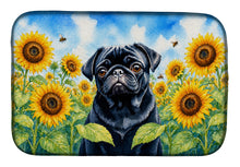 Load image into Gallery viewer, Pug in Sunflowers Dish Drying Mat Absorbent Dish Drying Mat Pad for Kitchen Counter Dish Drainer Mat for Countertop, 14 x 21", Multicolor