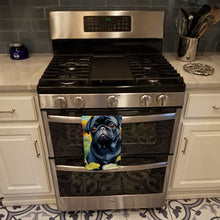 Load image into Gallery viewer, Pug in Sunflowers Kitchen Towel