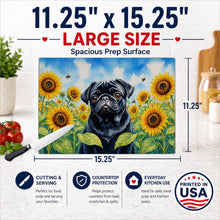 Load image into Gallery viewer, Pug in Sunflowers Cutting Board Tempered Glass Kitchen Cutting Surface, Heat Resistant Chopping Board with Non-Slip Feet, Decorative Food Prep &amp; Serving