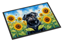 Load image into Gallery viewer, Pug in Sunflowers Doormat Front Door Mat Indoor Outdoor Rugs for Entryway, Non Slip Washable Low Pile, 18H X 27W