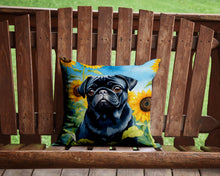 Load image into Gallery viewer, Pug in Sunflowers Throw Pillow - 14x14 Decorative Pillow – Art for Your Home &amp; Patio