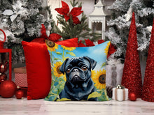 Load image into Gallery viewer, Pug in Sunflowers Throw Pillow - 14x14 Decorative Pillow – Art for Your Home &amp; Patio