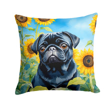 Load image into Gallery viewer, Pug in Sunflowers Throw Pillow - 14x14 Decorative Pillow – Art for Your Home &amp; Patio