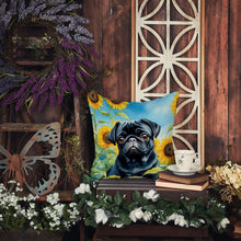 Load image into Gallery viewer, Pug in Sunflowers Throw Pillow