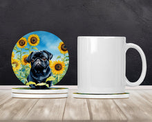 Load image into Gallery viewer, Pug in Sunflowers Large Sandstone Coasters Pack of 4