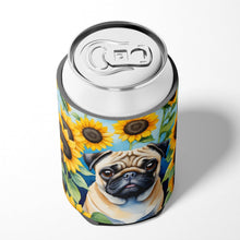 Load image into Gallery viewer, Pug in Sunflowers Can or Bottle Hugger