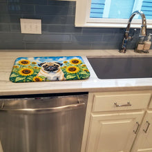 Load image into Gallery viewer, Pug in Sunflowers Dish Drying Mat Absorbent Dish Drying Mat Pad for Kitchen Counter Dish Drainer Mat for Countertop, 14 x 21", Multicolor