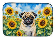 Load image into Gallery viewer, Pug in Sunflowers Dish Drying Mat Absorbent Dish Drying Mat Pad for Kitchen Counter Dish Drainer Mat for Countertop, 14 x 21", Multicolor