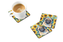 Load image into Gallery viewer, Pug in Sunflowers Coasters - Set of 4 Lightweight Foam, Absorbent Drink Coasters