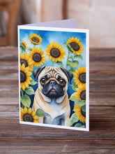 Load image into Gallery viewer, Pug in Sunflowers Greeting Cards - Blank Note Cards – 8-Pack of Artist-Designed Cards with Envelopes
