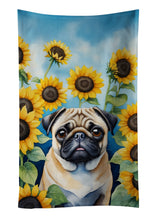 Load image into Gallery viewer, Pug in Sunflowers Kitchen Towel