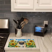 Load image into Gallery viewer, Pug in Sunflowers Cutting Board Tempered Glass Kitchen Cutting Surface, Heat Resistant Chopping Board with Non-Slip Feet, Decorative Food Prep &amp; Serving