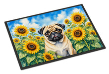 Load image into Gallery viewer, Pug in Sunflowers Doormat Front Door Mat Indoor Outdoor Rugs for Entryway, Non Slip Washable Low Pile, 18H X 27W