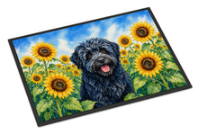 Load image into Gallery viewer, Puli in Sunflowers Doormat Front Door Mat Indoor Outdoor Rugs for Entryway, Non Slip Washable Low Pile, 24H X 36W