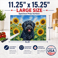 Load image into Gallery viewer, Puli in Sunflowers Cutting Board Tempered Glass Kitchen Cutting Surface, Heat Resistant Chopping Board with Non-Slip Feet, Decorative Food Prep &amp; Serving