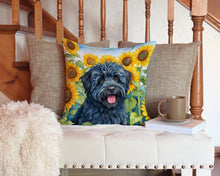 Load image into Gallery viewer, Puli in Sunflowers Throw Pillow - 14x14 Decorative Pillow – Art for Your Home &amp; Patio