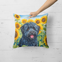 Load image into Gallery viewer, Puli in Sunflowers Throw Pillow