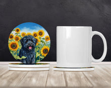 Load image into Gallery viewer, Puli in Sunflowers Large Sandstone Coasters Pack of 4