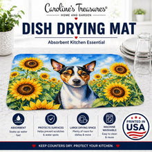 Load image into Gallery viewer, Rat Terrier in Sunflowers Dish Drying Mat Absorbent Dish Drying Mat Pad for Kitchen Counter Dish Drainer Mat for Countertop, 14 x 21", Multicolor