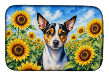 Load image into Gallery viewer, Rat Terrier in Sunflowers Dish Drying Mat Absorbent Dish Drying Mat Pad for Kitchen Counter Dish Drainer Mat for Countertop, 14 x 21", Multicolor
