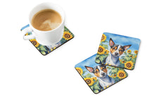 Load image into Gallery viewer, Rat Terrier in Sunflowers Coasters - Set of 4 Lightweight Foam, Absorbent Drink Coasters