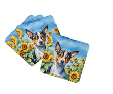 Load image into Gallery viewer, Rat Terrier in Sunflowers Coasters - Set of 4 Lightweight Foam, Absorbent Drink Coasters