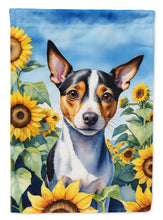 Load image into Gallery viewer, Rat Terrier in Sunflowers Garden Flag – Bright Dog-Themed Yard Decor