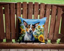 Load image into Gallery viewer, Rat Terrier in Sunflowers Throw Pillow - 14x14 Decorative Pillow – Art for Your Home &amp; Patio