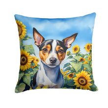 Load image into Gallery viewer, Rat Terrier in Sunflowers Throw Pillow - 14x14 Decorative Pillow – Art for Your Home &amp; Patio