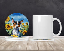 Load image into Gallery viewer, Rat Terrier in Sunflowers Large Sandstone Coasters Pack of 4