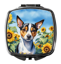 Load image into Gallery viewer, Rat Terrier in Sunflowers Compact Mirror – Stylish Purse Mirror with Artistic Covers