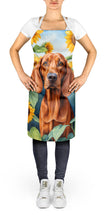 Load image into Gallery viewer, Redbone Coonhound in Sunflowers Apron – Artist-Designed Kitchen, BBQ &amp; Craft Apron