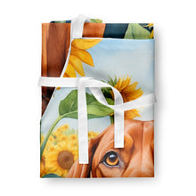 Load image into Gallery viewer, Redbone Coonhound in Sunflowers Apron – Artist-Designed Kitchen, BBQ &amp; Craft Apron
