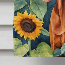 Load image into Gallery viewer, Redbone Coonhound in Sunflowers House Flag