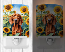 Load image into Gallery viewer, Redbone Coonhound in Sunflowers Ceramic Night Light