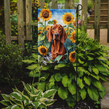 Load image into Gallery viewer, Redbone Coonhound in Sunflowers Garden Flag – Bright Dog-Themed Yard Decor