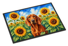 Load image into Gallery viewer, Redbone Coonhound in Sunflowers Doormat Front Door Mat Indoor Outdoor Rugs for Entryway, Non Slip Washable Low Pile, 18H X 27W