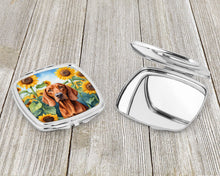 Load image into Gallery viewer, Redbone Coonhound in Sunflowers Compact Mirror – Stylish Purse Mirror with Artistic Covers