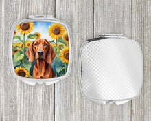 Load image into Gallery viewer, Redbone Coonhound in Sunflowers Compact Mirror – Stylish Purse Mirror with Artistic Covers
