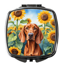 Load image into Gallery viewer, Redbone Coonhound in Sunflowers Compact Mirror – Stylish Purse Mirror with Artistic Covers