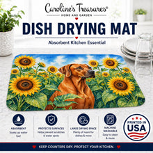 Load image into Gallery viewer, Rhodesian Ridgeback in Sunflowers Dish Drying Mat Absorbent Dish Drying Mat Pad for Kitchen Counter Dish Drainer Mat for Countertop, 14 x 21", Multicolor