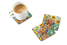 Load image into Gallery viewer, Rhodesian Ridgeback in Sunflowers Coasters - Set of 4 Lightweight Foam, Absorbent Drink Coasters