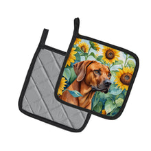 Load image into Gallery viewer, Rhodesian Ridgeback in Sunflowers Pot Holders - Set of 2 Decorative Kitchen Helpers | Made in the USA