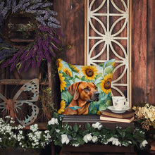 Load image into Gallery viewer, Rhodesian Ridgeback in Sunflowers Throw Pillow